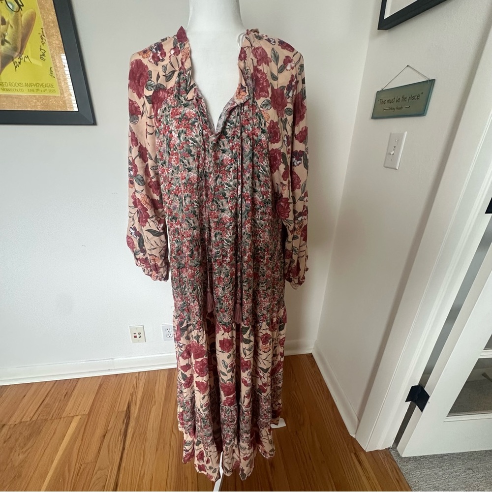 Floral Maxi Dress - Red and Cream